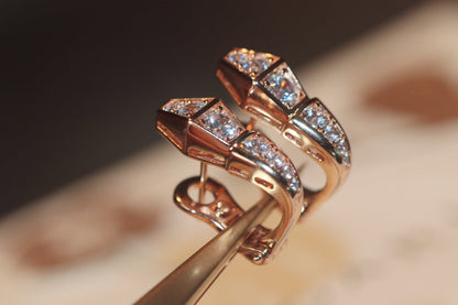 [⭐Mirelle]SERPENT PINK GOLD DIAMOND EARRINGS