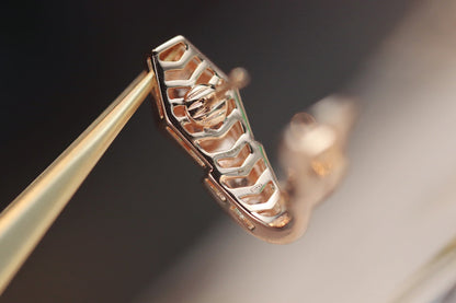 [⭐Mirelle]SERPENT PINK GOLD DIAMOND EARRINGS