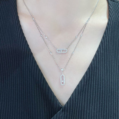[⭐Mirelle]MOVE 2 ROW DIAMOND NECKLACE