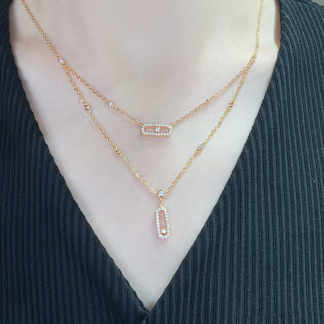 [⭐Mirelle]MOVE 2 ROW DIAMOND NECKLACE