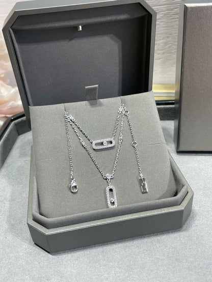 [⭐Mirelle]MOVE 2 ROW DIAMOND NECKLACE