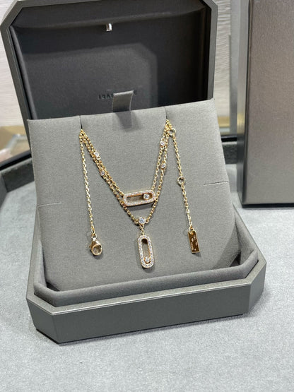 [⭐Mirelle]MOVE 2 ROW DIAMOND NECKLACE