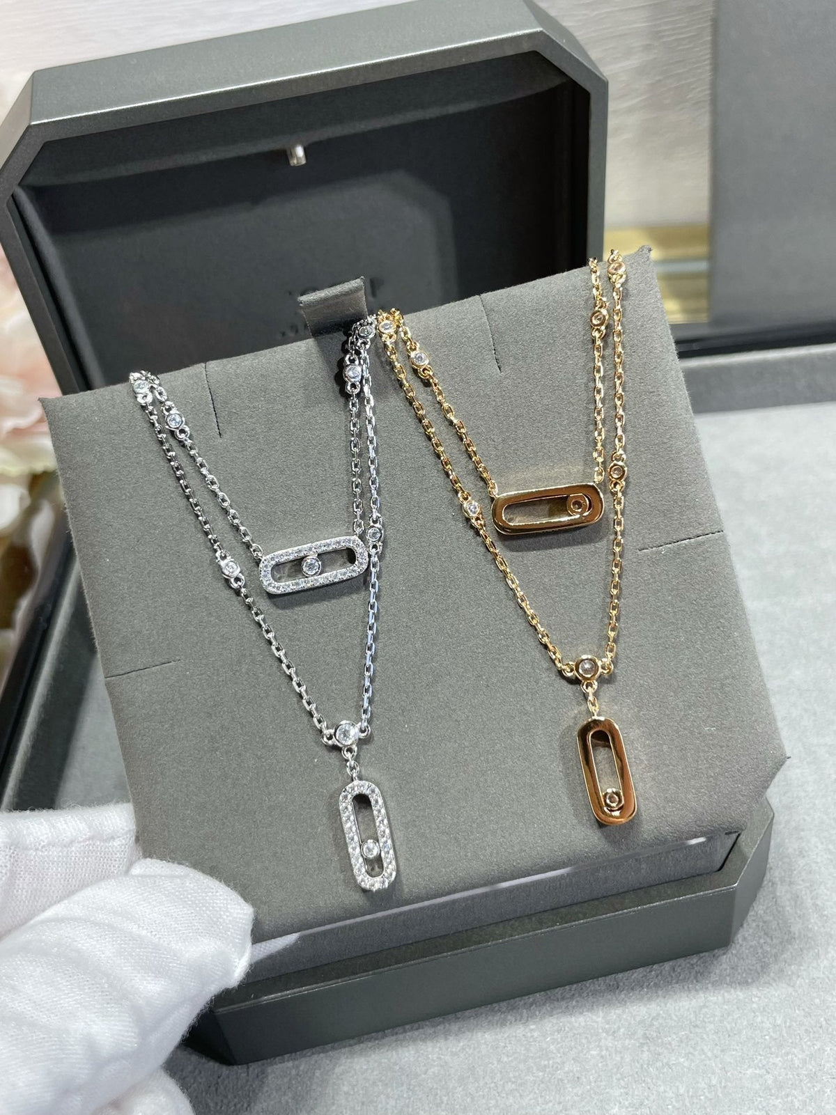 [⭐Mirelle]MOVE 2 ROW DIAMOND NECKLACE