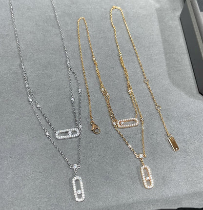 [⭐Mirelle]MOVE 2 ROW DIAMOND NECKLACE