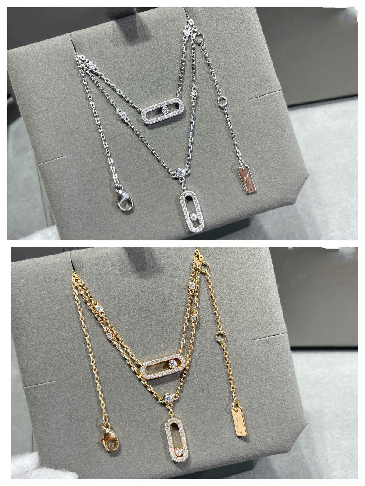 [⭐Mirelle]MOVE 2 ROW DIAMOND NECKLACE