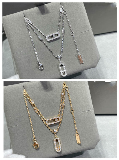 [⭐Mirelle]MOVE 2 ROW DIAMOND NECKLACE