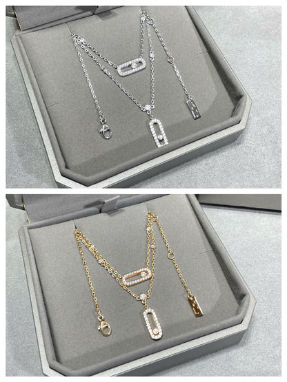 [⭐Mirelle]MOVE 2 ROW DIAMOND NECKLACE