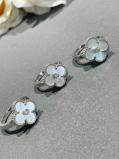 [⭐Mirelle]CLOVER SILVER MOP DIAMOND RING