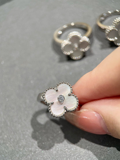 [⭐Mirelle]CLOVER SILVER MOP DIAMOND RING
