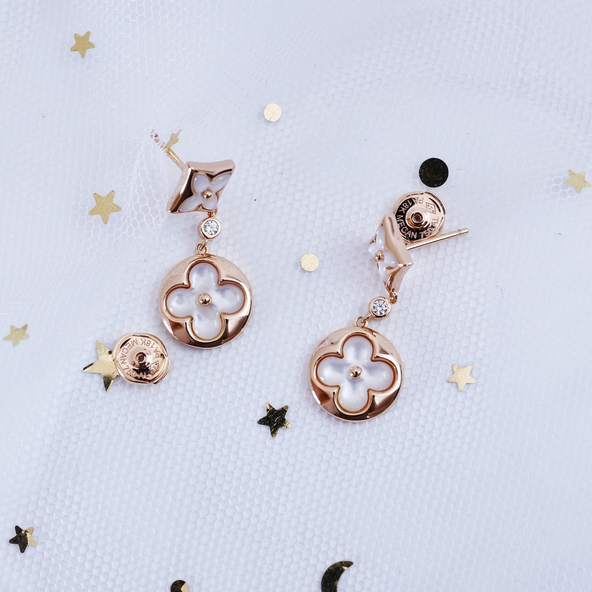 [⭐Mirelle]STAR AND SUN PINK GOLD MOP DROP EARRINGS
