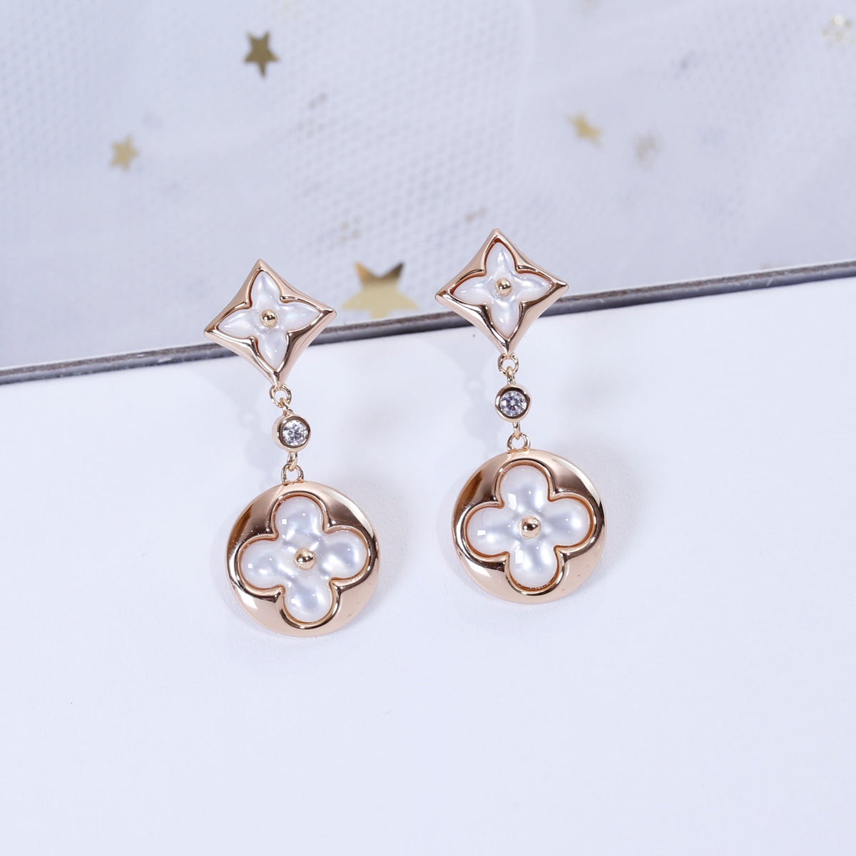 [⭐Mirelle]STAR AND SUN PINK GOLD MOP DROP EARRINGS