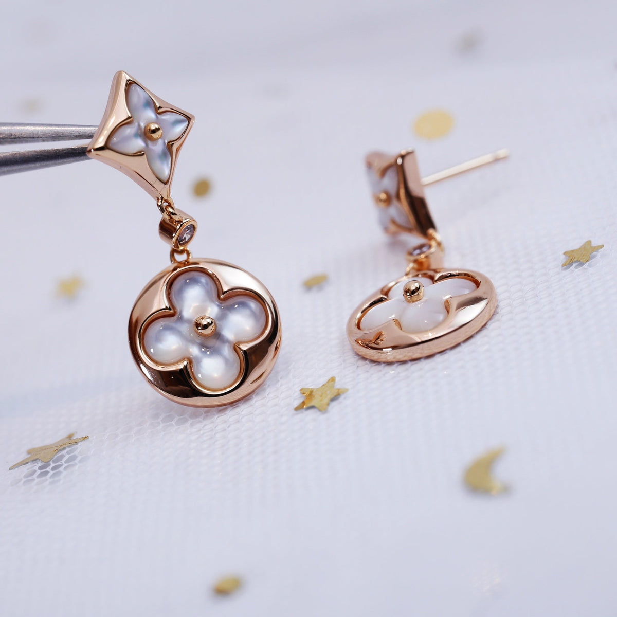 [⭐Mirelle]STAR AND SUN PINK GOLD MOP DROP EARRINGS