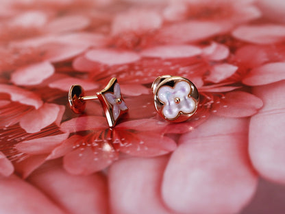 [⭐Mirelle]STAR AND SUN PINK GOLD MOP STUD EARRINGS