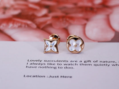 [⭐Mirelle]STAR AND SUN PINK GOLD MOP STUD EARRINGS