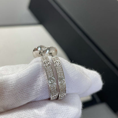 [⭐Mirelle]LOVE DIAMOND SILVER HOOP EARRINGS