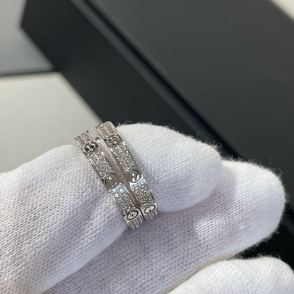 [⭐Mirelle]LOVE DIAMOND SILVER HOOP EARRINGS