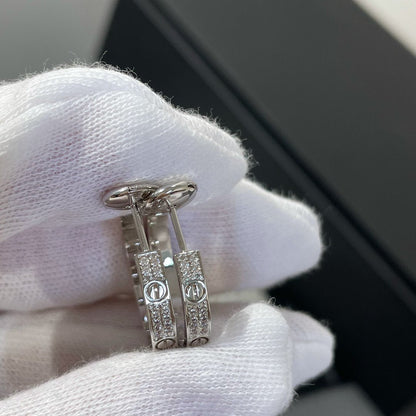 [⭐Mirelle]LOVE DIAMOND SILVER HOOP EARRINGS