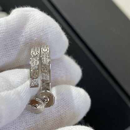 [⭐Mirelle]LOVE DIAMOND SILVER HOOP EARRINGS