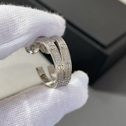 [⭐Mirelle]LOVE DIAMOND SILVER HOOP EARRINGS