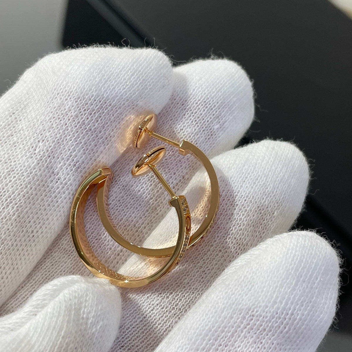 [⭐Mirelle]LOVE DIAMOND PINK GOLD HOOP EARRINGS