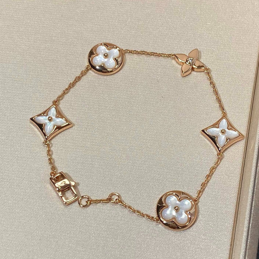[⭐Mirelle]STAR AND SUN 5 MOTIF MOP PINK GOLD BRACELET