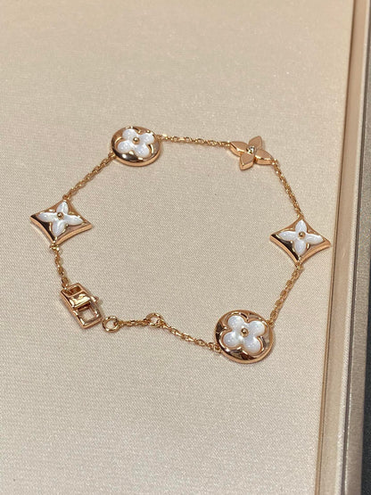 [⭐Mirelle]STAR AND SUN 5 MOTIF MOP PINK GOLD BRACELET