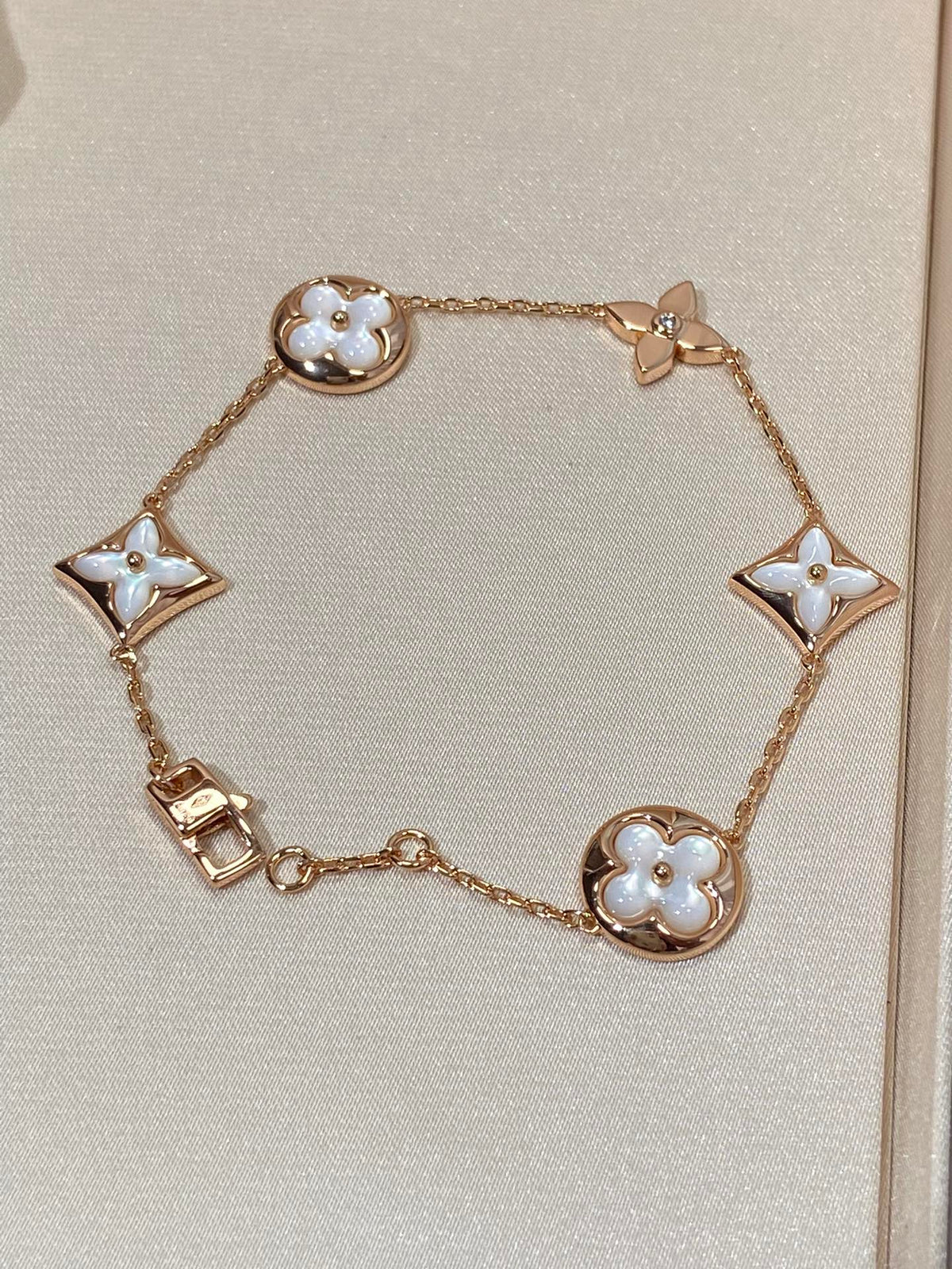 [⭐Mirelle]STAR AND SUN 5 MOTIF MOP PINK GOLD BRACELET