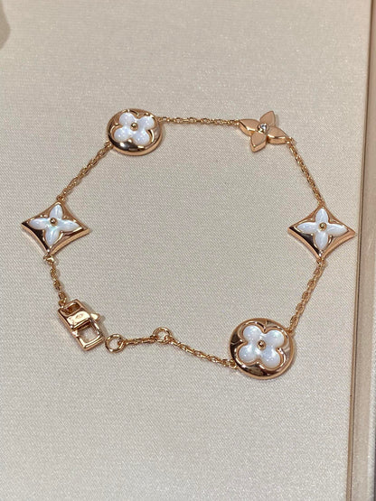 [⭐Mirelle]STAR AND SUN 5 MOTIF MOP PINK GOLD BRACELET