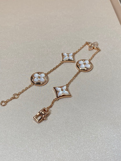 [⭐Mirelle]STAR AND SUN 5 MOTIF MOP PINK GOLD BRACELET