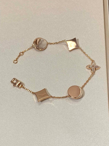 [⭐Mirelle]STAR AND SUN 5 MOTIF MOP PINK GOLD BRACELET