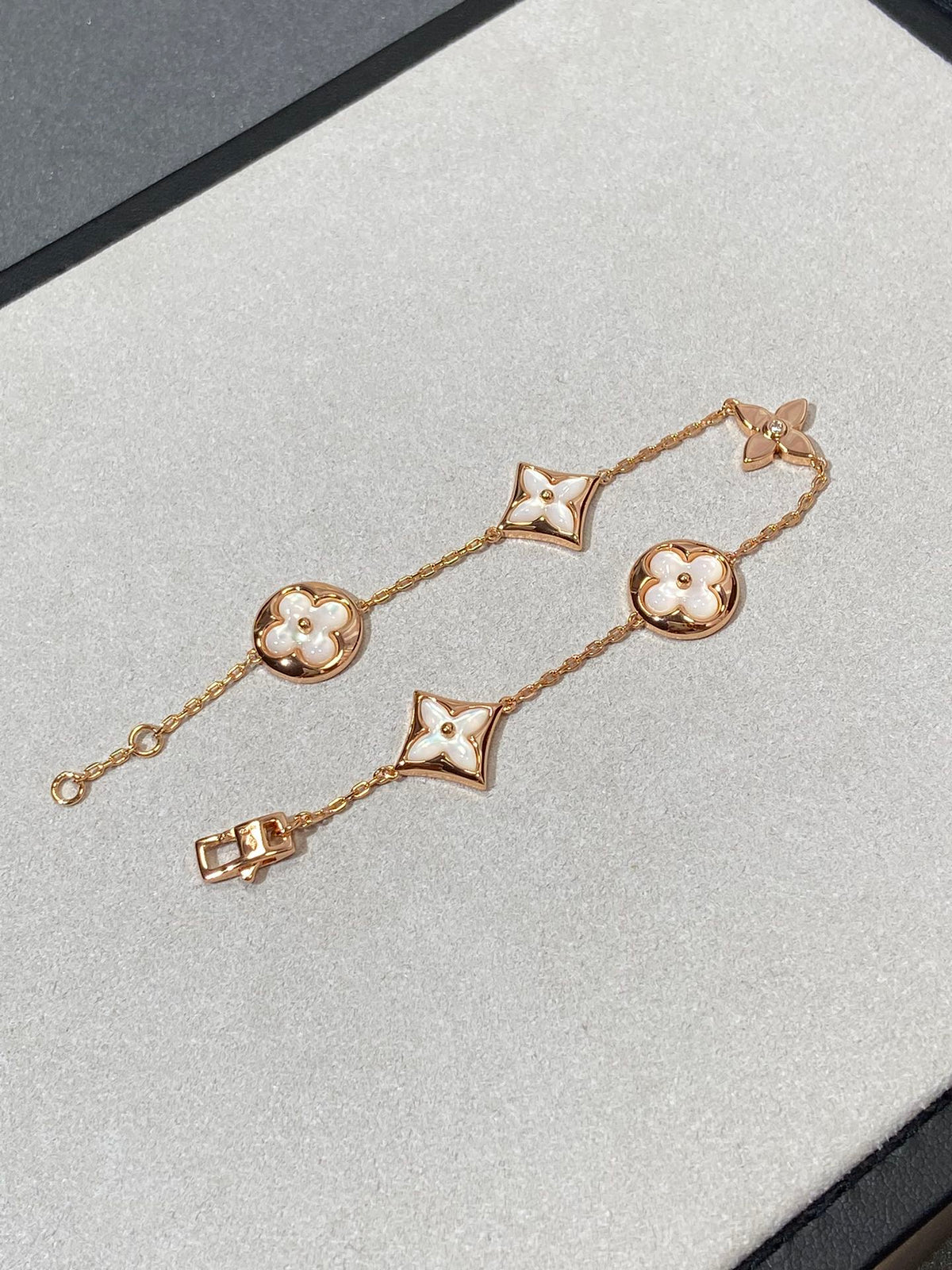 [⭐Mirelle]STAR AND SUN 5 MOTIF MOP PINK GOLD BRACELET
