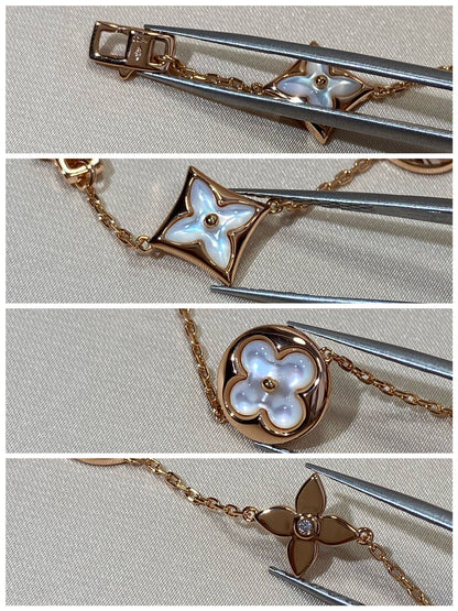[⭐Mirelle]STAR AND SUN 5 MOTIF MOP PINK GOLD BRACELET