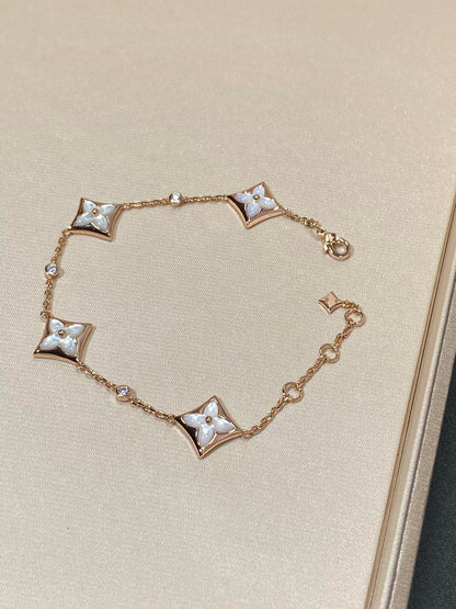 [⭐Mirelle]STAR 4 MOTIF MOP DIAMOND PINK GOLD BRACELET