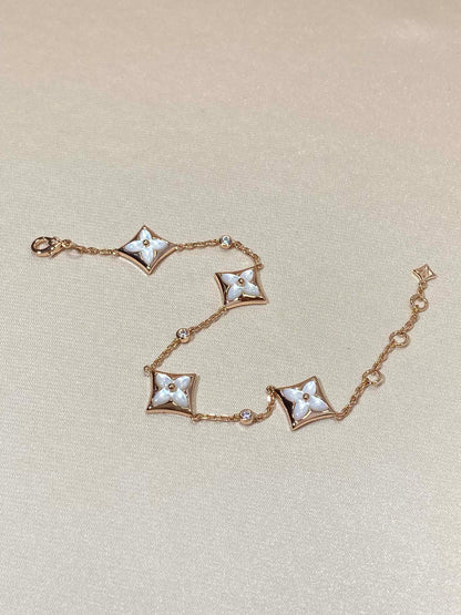 [⭐Mirelle]STAR 4 MOTIF MOP DIAMOND PINK GOLD BRACELET
