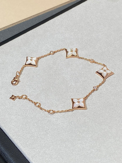 [⭐Mirelle]STAR 4 MOTIF MOP DIAMOND PINK GOLD BRACELET