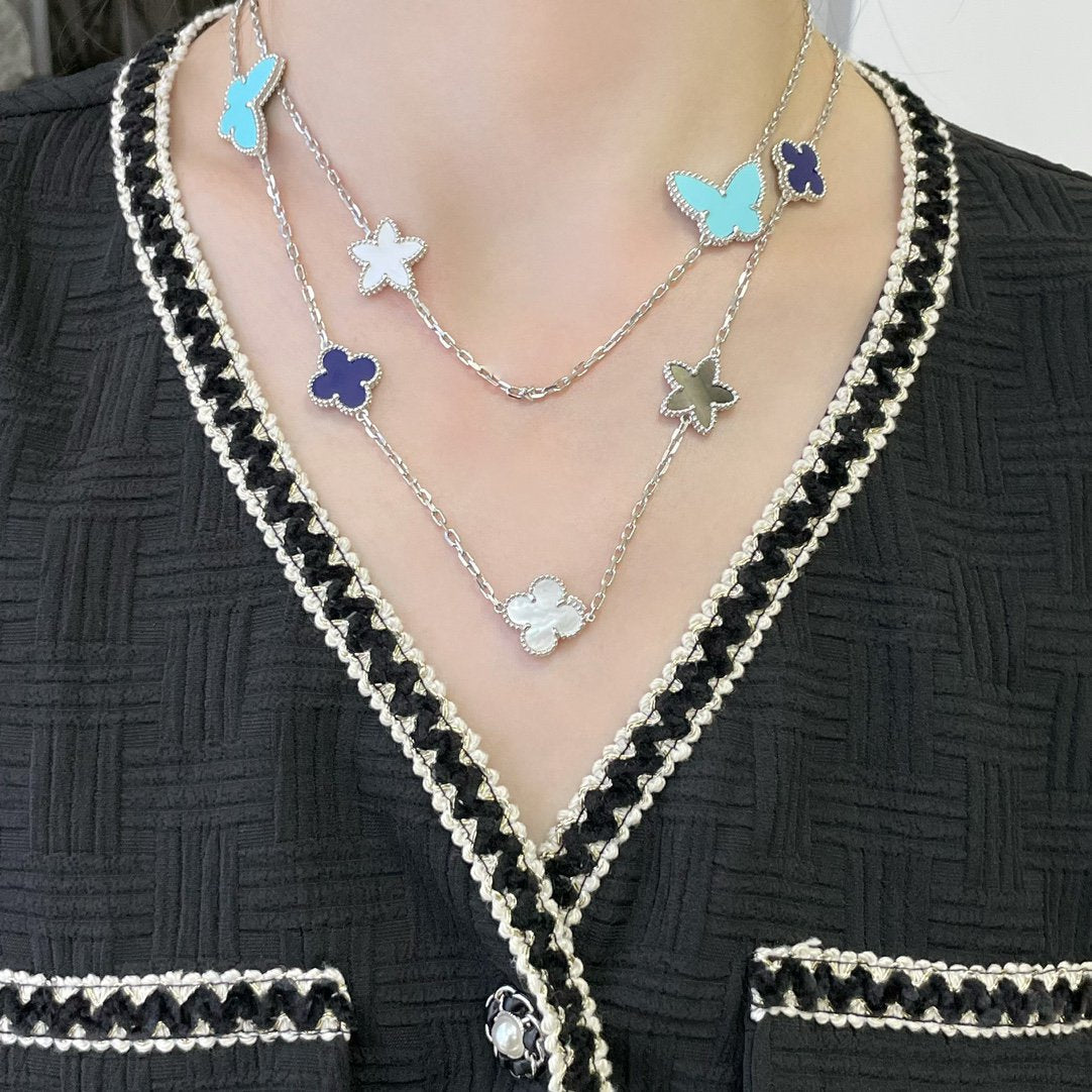 [⭐Mirelle]LUCKY CLOVER SILVER 11 MOTIF NECKLACE