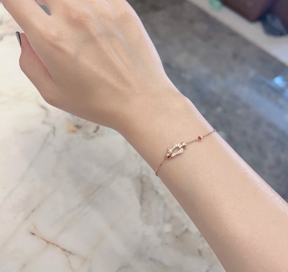 [⭐Mirelle]FORCE 10 DIAMOND CHAIN LINK PINK GOLD BRACELET