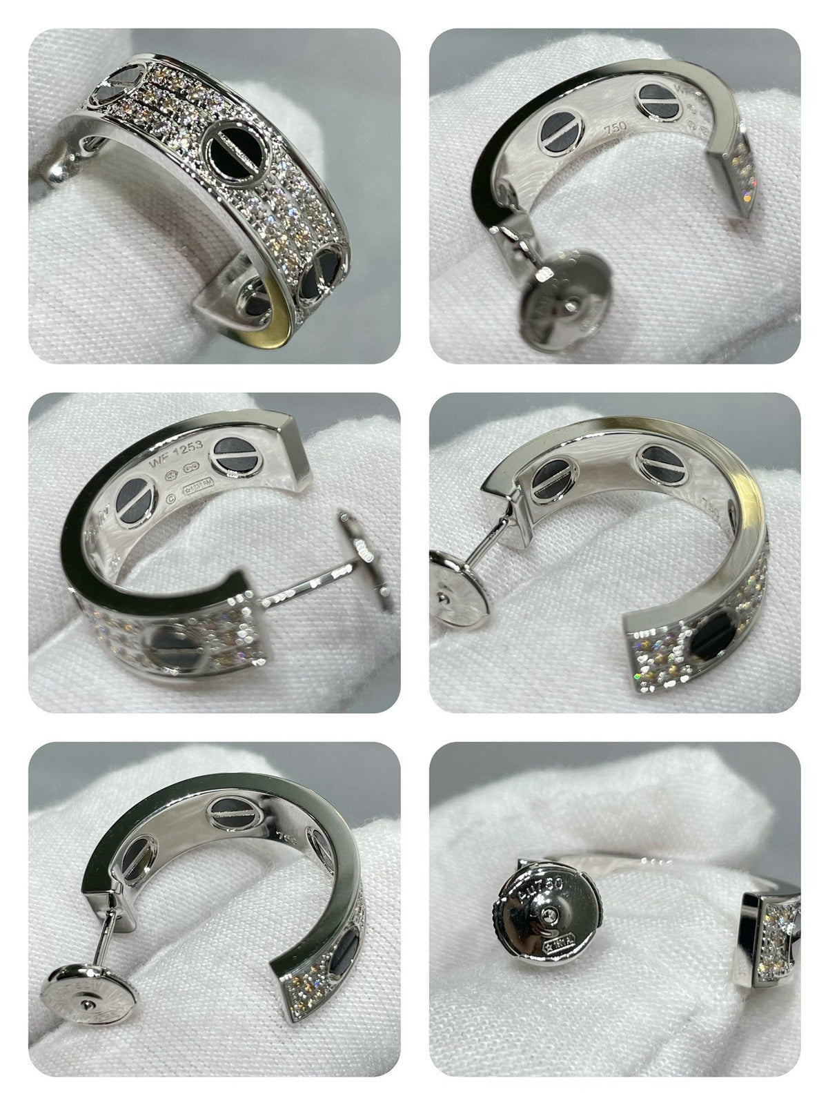 [⭐Mirelle]LOVE CERAMIC DIAMOND PAVED SILVER EARRINGS