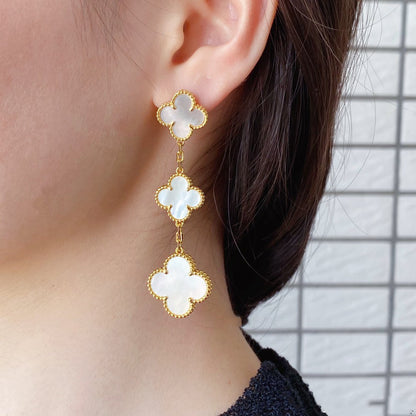 [⭐Mirelle]CLOVER MOP 3 MOTIFS GOLD EARRINGS