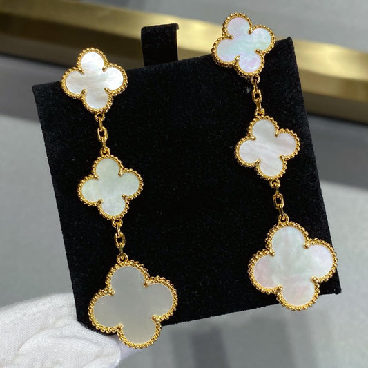 [⭐Mirelle]CLOVER MOP 3 MOTIFS GOLD EARRINGS