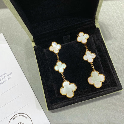 [⭐Mirelle]CLOVER MOP 3 MOTIFS GOLD EARRINGS