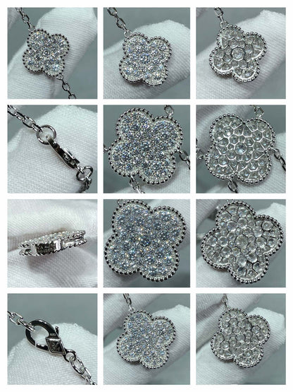 [⭐Mirelle]CLOVER 6 MOTIF DIAMOND PAVED NECKLACE
