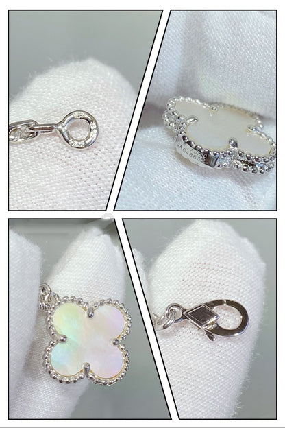 [⭐Mirelle]CLOVER 5 MOTIF WHITE MOP SILVER BRACELET