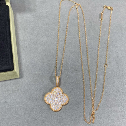 [⭐Mirelle]CLOVER 25MM LARGE PEDANT DIAMOND PAVED LONG NECKLACE
