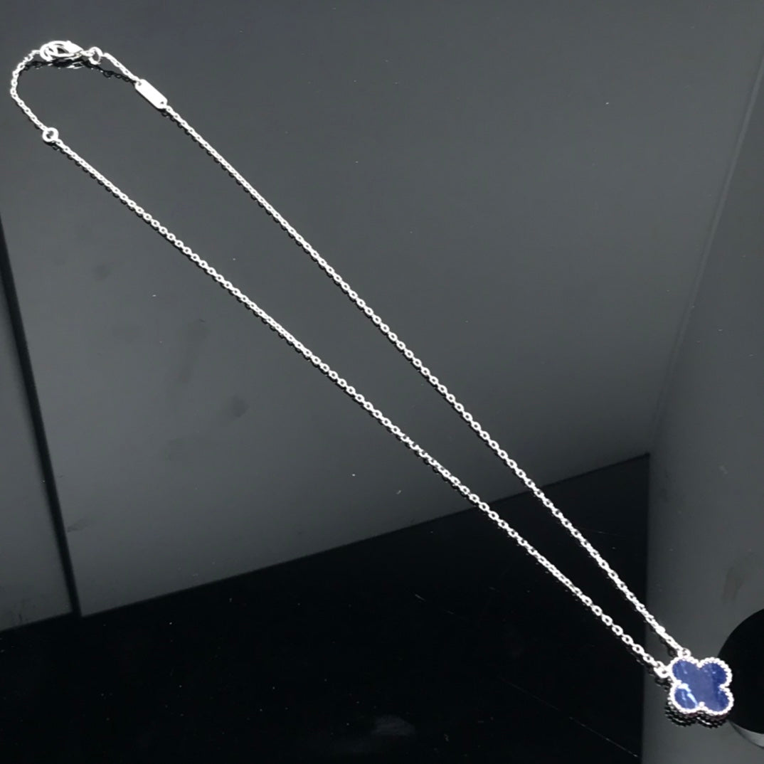 [⭐Mirelle]CLOVER PIETERSITE SILVER LONG NECKLACE
