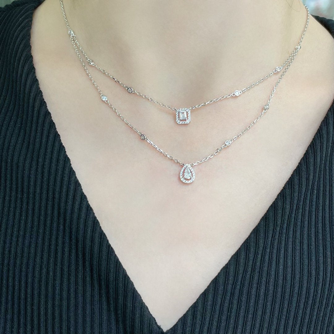 [⭐Mirelle]MY TWIN 2 ROW DIAMOND NECKLACE