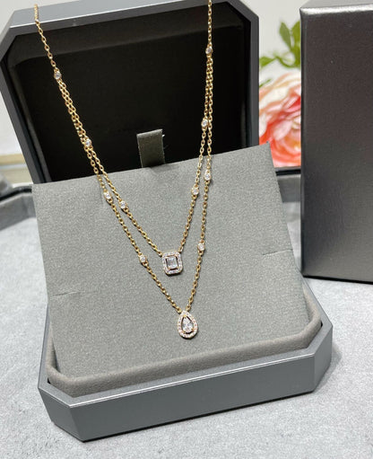 [⭐Mirelle]MY TWIN 2 ROW DIAMOND NECKLACE