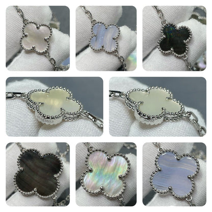 [⭐Mirelle]CLOVER 16 MOTIF CHALCEDONY MOP SILVER NECKLACE