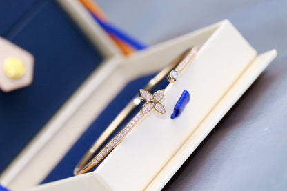 [⭐Mirelle]IDYLLE PINK GOLD OPEN BRACELET DIAMOND PAVED