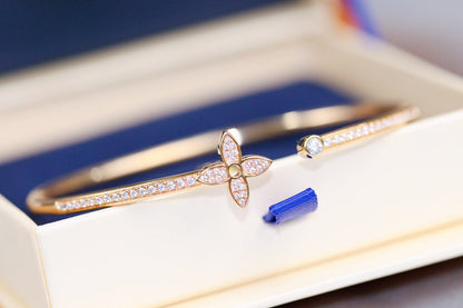 [⭐Mirelle]IDYLLE PINK GOLD OPEN BRACELET DIAMOND PAVED